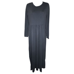 Reborn J Wom LG Black Long Sleeve Maxi Dress Basic Capsule Wardrobe Fall Winter